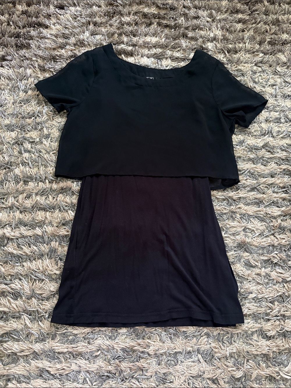 NWOT BCBG Paris 2 Piece Black Chiffon Crop Top & Rayon Tank Set XS